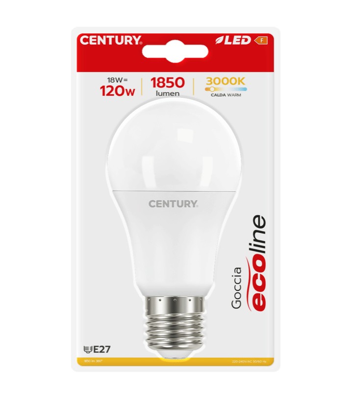 LAMP. LED ECOLINE GOCCIA A65 18W - E27 - 3000K - 1850 Lm - IP20 - BLISTER 1  pz. - StartLed