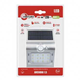 APPLIQUE SOLARE LED ARCADIA 1.5 SILVER 1.50W - 4000K - 220 Lm - IP65 - BLISTER 1 pz.