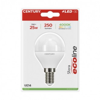 LAMP. LED ECOLINE SFERA 3W - E14 - 4000K - 250 Lm - IP20 - BLISTER 1 pz.