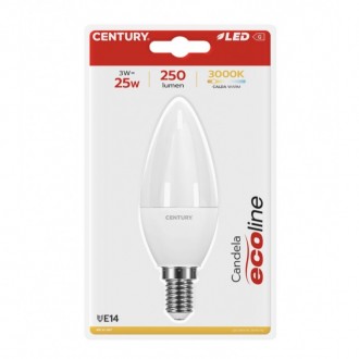 LAMP. LED ECOLINE CANDELA 3W - E14 - 3000K - 250 Lm - IP20 - BLISTER 1 pz.