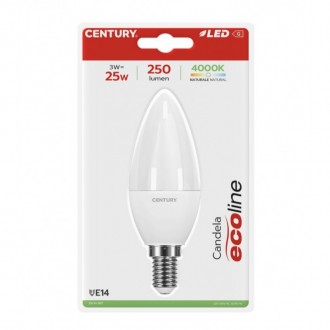 LAMP. LED ECOLINE CANDELA 3W - E14 - 4000K - 250 Lm - IP20 - BLISTER 1 pz.