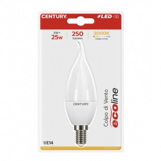 LAMP. LED ECOLINE C. VENTO 3W - E14 - 3000K - 250 Lm - IP20 - BLISTER 1 pz.