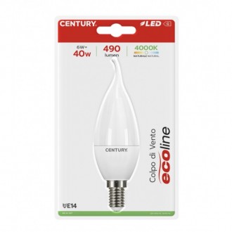 LAMP. LED ECOLINE C. VENTO 6W - E14 - 4000K - 490 Lm - IP20 - BLISTER 1 pz.