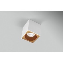 PLAFONIERA LED ESSENZA QUBE BIANCA/GOLD d. 80 - GU10 - IP20 - Color Box