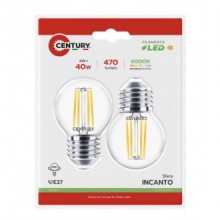 FIL. LED INCANTO SFERA CHIARA 4W - E27 - 4000K - 470 Lm - IP20 - BLISTER 2 pz.