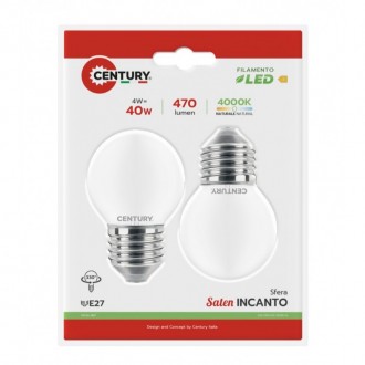 FIL. LED INCANTO SATEN SFERA 4W - E27 - 4000K - 470 Lm - IP20 - BLISTER 2 pz.