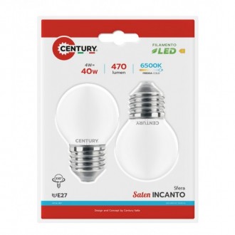 FIL. LED INCANTO SATEN SFERA 4W - E27 - 6500K - 470 Lm - IP20 - BLISTER 2 pz.