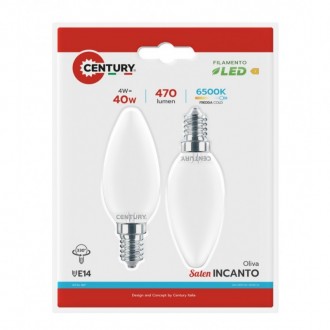 FIL. LED INCANTO SATEN CANDELA 4W - E14 - 6500K - 470 Lm - IP20 - BLISTER 2 pz.