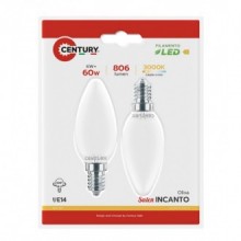 FIL. LED INCANTO SATEN CANDELA 6W - E14 - 3000K - 806 Lm - IP20 - BLISTER 2 pz.