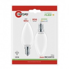 FIL. LED INCANTO SATEN CANDELA 6W - E14 - 4000K - 806 Lm - IP20 - BLISTER 2 pz.