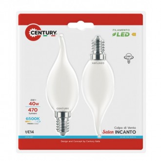 FIL. LED INCANTO SATEN C. VENTO 4W - E14 - 6500K - 470 Lm - IP20 - BLISTER 2 pz.