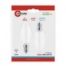 FIL. LED INCANTO SATEN TORTIG. 4W - E14 - 6500K - 470 Lm - IP20 - BLISTER 2 pz.