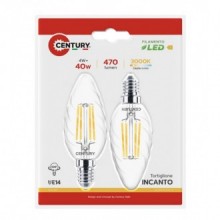 FIL. LED INCANTO TORTIGL. CHIARA 4W - E14 - 2700K - 470 Lm - IP20 - BLISTER 2 pz.